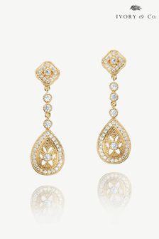 Ivory & Co Gold Moonstruck Crystal Pave Vintage Earrings (K82729) | €50