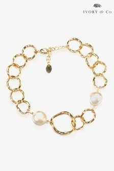 Gold - Ivory & Co Caprice And Pearl Hoop Bracelet (K82730) | DKK455