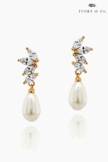 Ivory & Co Gold Ashbourne R Classic Crystal And Pearl Drop Earrings (K82732) | €40