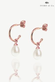Ivory & Co Harrow Modern Pearl Hoop Earrings