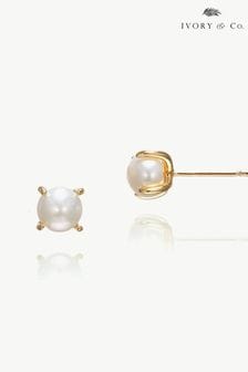 Ivory & Co Gold Cairo Pearl Classic Stud Earrings (K82747) | 128 SAR