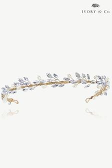 Auriu - Bentiță cu perle și cristale Ivory & Co Moonshine (K82765) | 388 LEI