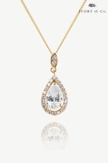 Dorado - Collar con colgante de cristal en forma de lágrima Belmont de Ivory & Co (K82771) | 50 €