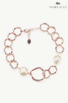 Rosé-goldfarben - Ivory & Co Caprice Armband mit Creolen-Gliedern und Perlen (K82775) | 70 €