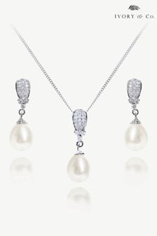 Ivory & Co Silver Serrano And Pearl Classic Drop Set (K82778) | €77