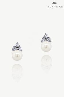 Ivory & Co Silver Classic Pearl And Crystal Earrings (K82782) | €23