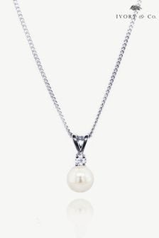 Ivory & Co Silver Classic Crystal And Pearl Pendant (K82783) | LEI 149
