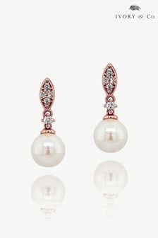 玫瑰金 - Ivory & Co Dublin Crystal And Pearl Drop Earring (K82785) | NT$1,170