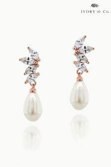 Ivory & Co Rose Gold Ashbourne R Classic Crystal And Pearl Drop Earrings (K82793) | 2,103 UAH