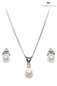 Ivory & Co Silver Classic Crystal And Pearl Set (K82809) | $77
