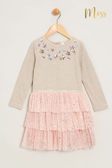 Miss Long Sleeve 2-in-1 Style Sequin Detail Dress with Tutu Skirt (K82888) | 191 SAR