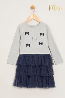 Miss Grey 100% Cotton Long Sleeve 2-in-1 Style Sequin Detail Dress with Tutu Skirt (K82891) | $51