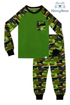 Harry Bear Green Camouflage Pyjamas - Snuggle Fit (K82993) | SGD 35