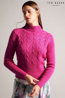 Ted Baker Veolaa Pink Cable Knit Sweater (K83060) | $297