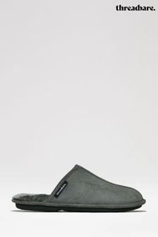 رمادي - حذاء خف للبيت من جلد الغزال مبطن فرو صناعي من Threadbare (K83071) | 140 ر.س
