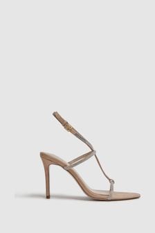 Reiss Nude Julie Embellished Suede Heeled Sandals (K83078) | $444
