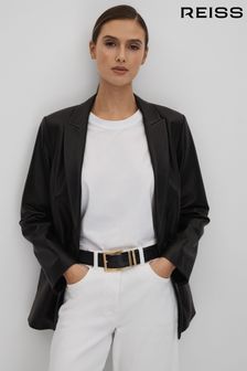Reiss Bailey Leather Single Breasted Blazer