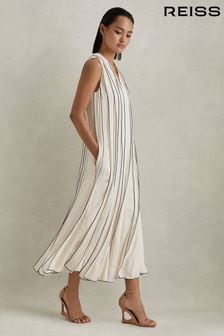 Reiss Ivory Sarah Contrast Ruffle Midi Dress (K83125) | AED2,866