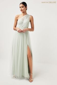 Maya One Shoulder Tulle Maxi Dress With Applique (K83158) | ￥16,730