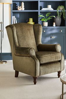 Plush Chenille Moss Green Sherlock Highback Armchair (K83165) | €610