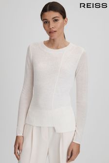 Reiss Ivory Hazel Knitted Crew Neck Top (K83169) | AED1,138