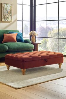 Buttoned Soft Velvet Rust Brown Albury Large with Storage Footstool (K83204) | €315