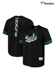 Fanatics NBA Milwaukee Bucks Mesh Crew Neck Black T-Shirt (K83308) | AED416
