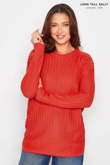 Long Tall Sally Red Funnel Neck Ribbed Jumper (K83348) | ₪ 146