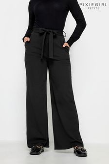 PixieGirl Petite Black Belted Wide Leg Trousers (K83351) | ￥5,990