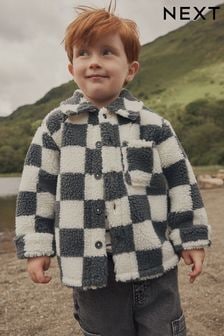 Grey Checkerboard Borg Fleece Shacket (3mths-7yrs) (K83423) | $29 - $33