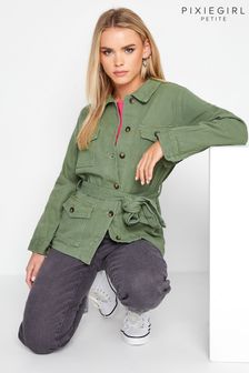 PixieGirl Petite Green Utility Belted Jacket (K83445) | AED233