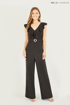 Mela Jumpsuit With Gold Buckle and Frill Detail