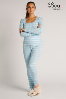 Boux Avenue Blue Stripe Henley Neck Top And Leggings Pyjamas Set (K83596) | NT$1,770