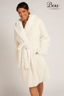 Boux Avenue Cream Sparkle Faux Fur Midi Cosy Supersoft Robe Dressing Gown (K83627) | 158 SAR