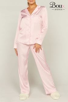 Pink Stripe - Boux Avenue Long Sleeve Revere Top Pyjamas Set (K83637) | kr820