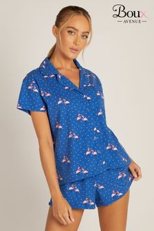 Set pijama din fleece Boux Avenue Albastru Crăciun flamingo (K83644) | 179 LEI