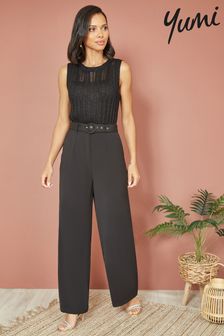 Yumi Straight Leg Crepe Trousers With Belt