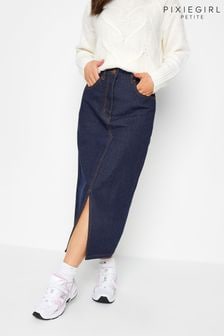 PixieGirl Petite Blue Denim 100% Cotton Midi Skirt (K83770) | $58