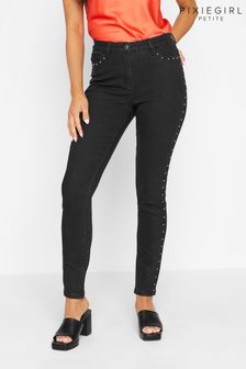 PixieGirl Petite Black Stretch Skinny Studded AVA Jeans (K83862) | 223 QAR