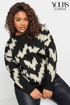 Yours Curve Black Abstract Jumper (K83901) | €49