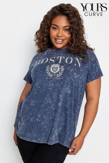 Yours Curve Blue Placement Print T-Shirt (K83910) | 1,087 UAH