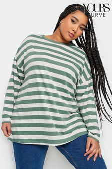 Yours Curve Green Fashion Throw On Stripe Top (K83925) | LEI 113