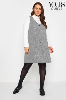 Yours Curve Grey Pocket A-Line Pinafore Dress (K83926) | kr415