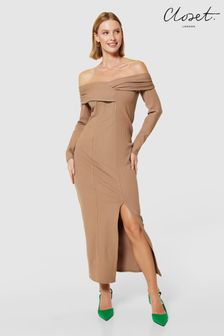 Closet London Nude Bodycon Bardot Dress (K83995) | NT$2,570