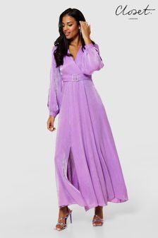 Closet London Purple Maxi Shimmer Dress (K83997) | €151