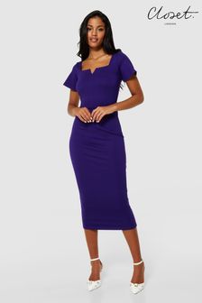 Closet London Purple Midi Bodycon Dress With Cap Sleeve (K83999) | €90