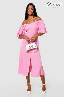 Closet London Pink Midi A-Line Dress (K84000) | $187