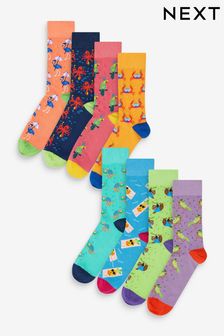 Živobarvna - Komplet 8 parov nogavic z zabavnim vzorcem (K84003) | €20