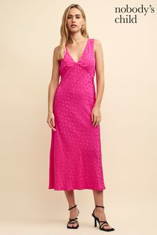 Nobodys Child Pink Helena Satin Midi Dress (K84050) | €41.50