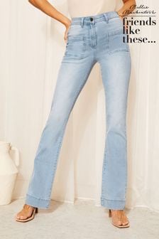 Bleach Blue - Friends Like These High Waist Pocket Flare Jeans (K84099) | kr700